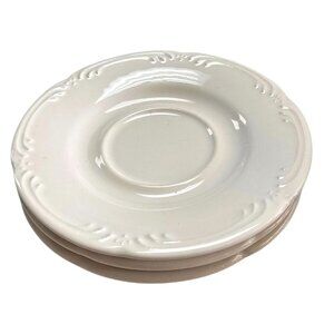Pfaltzgraff White Saucers Embossed Design Vintage Style 6" Set 3